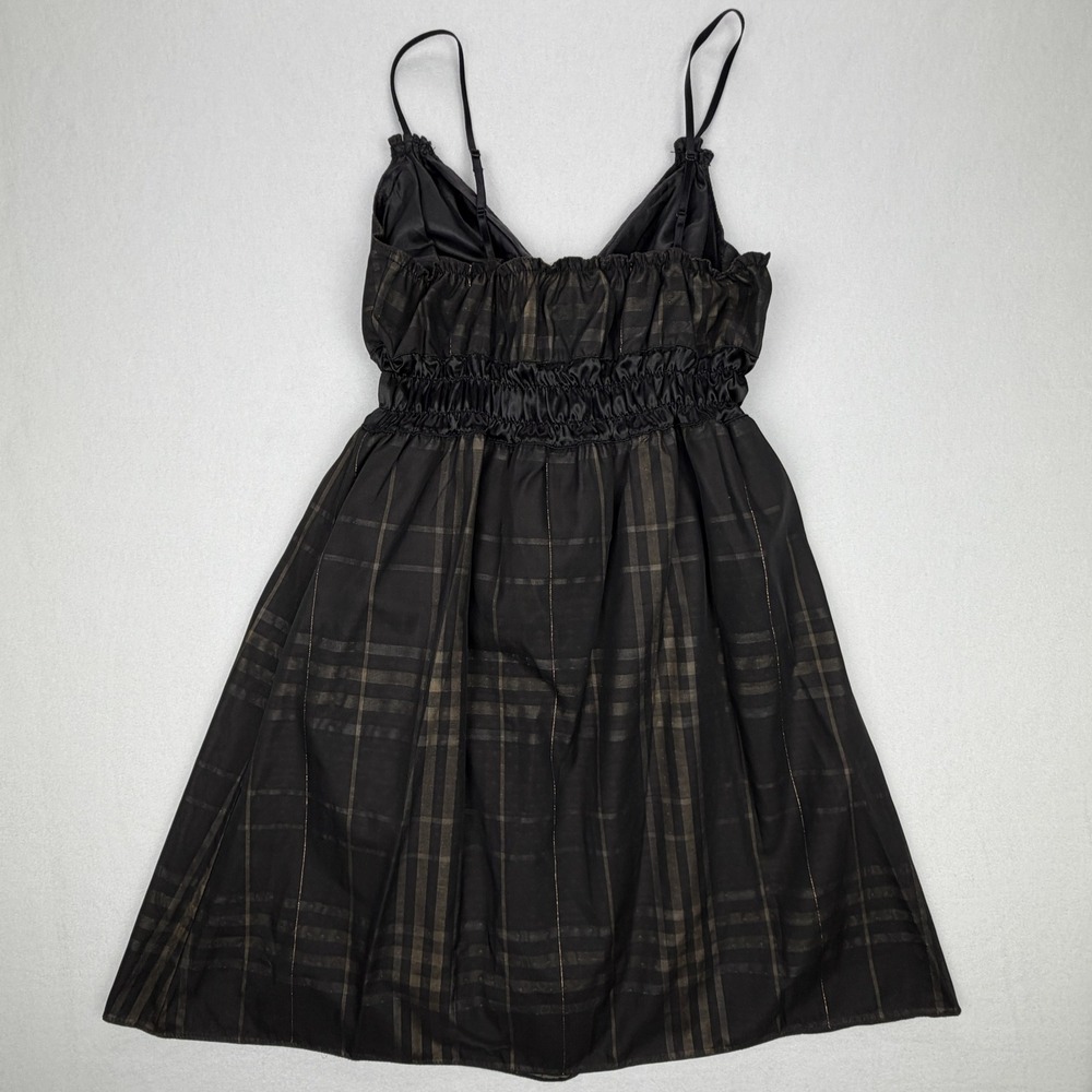 Max Studio Specialty Products Black Copper Plaid Bow Babydoll Dress Size L